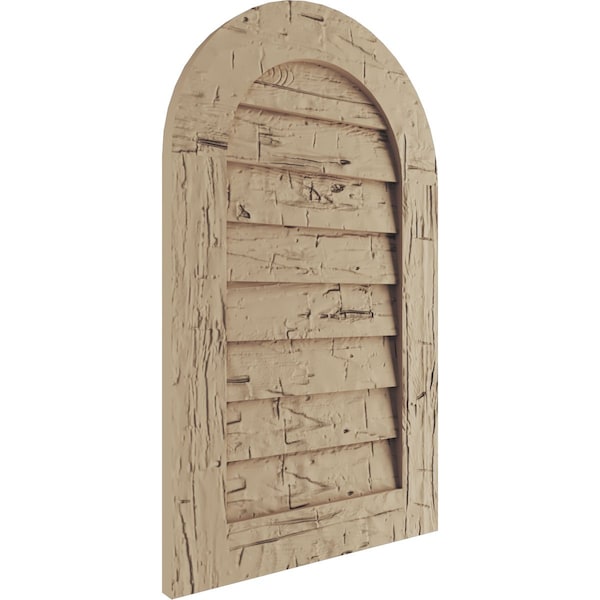 Timberthane Hand Hewn Round Top Faux Wood Non-Functional Gable Vent, Primed Tan, 22W X 24H